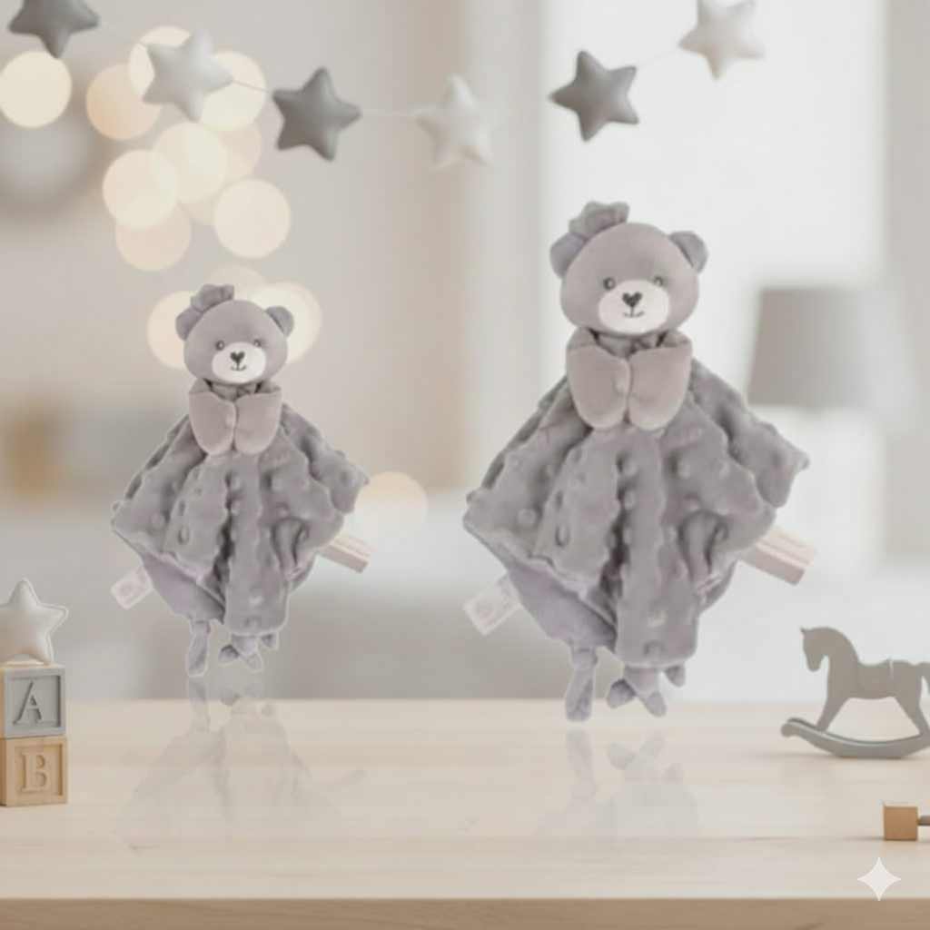 Doudou Carre Ours Gris