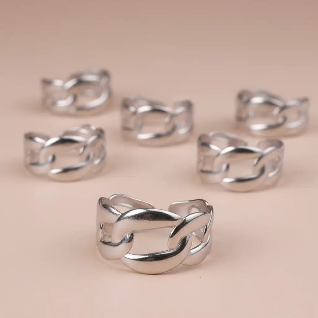 Bague ajustable Argentée Prémium – Acier Inoxydable