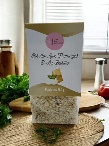 Risotto aux fromages et au basilic