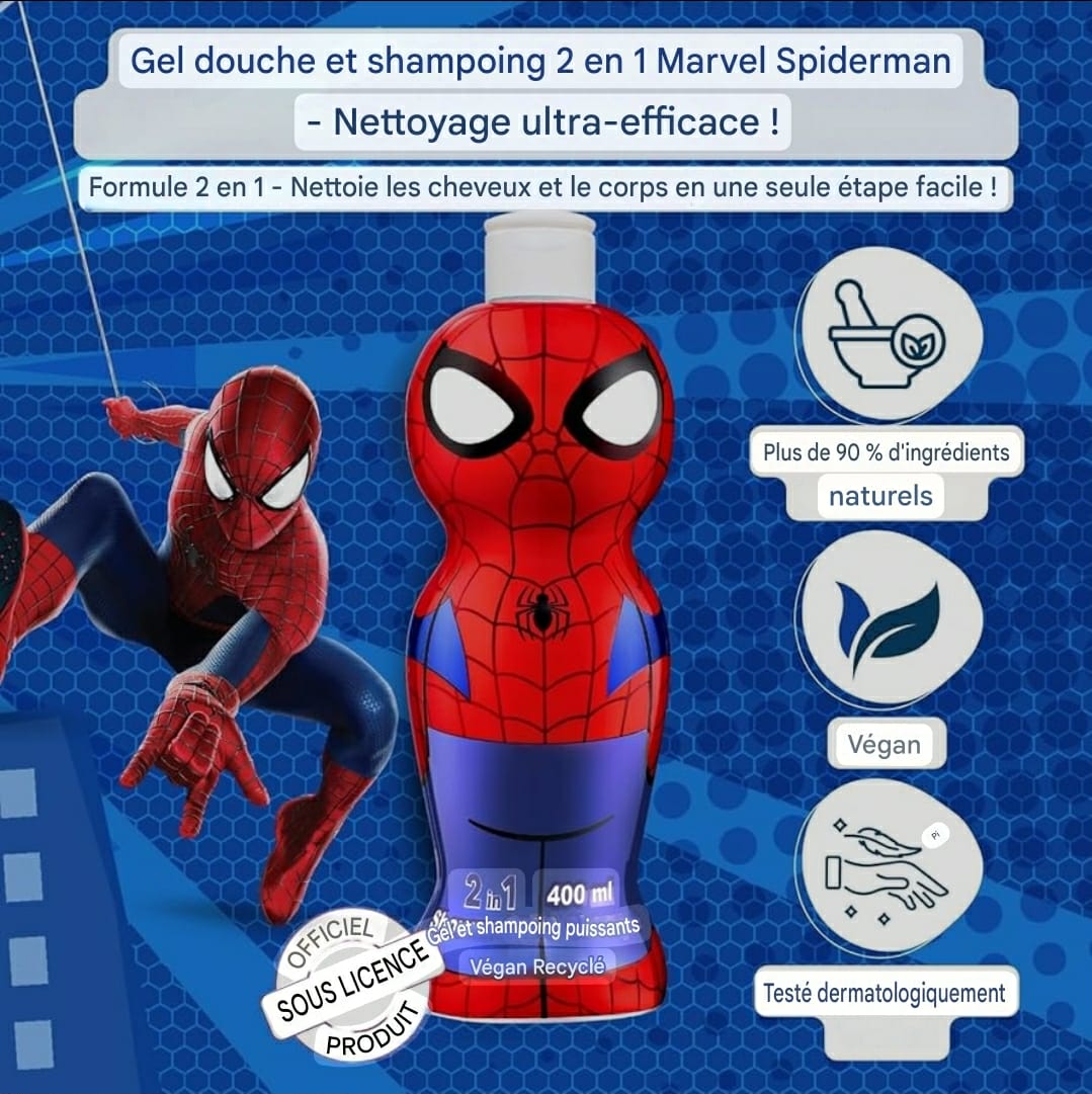 GEL DOUCHE ET SHAMPOOING SPIDERMAN 400ML. AIR-VAL