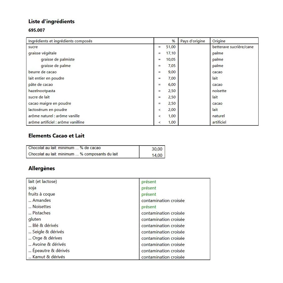 Oeufs chocolat au lait fourrés noisettes - sachet de 125g