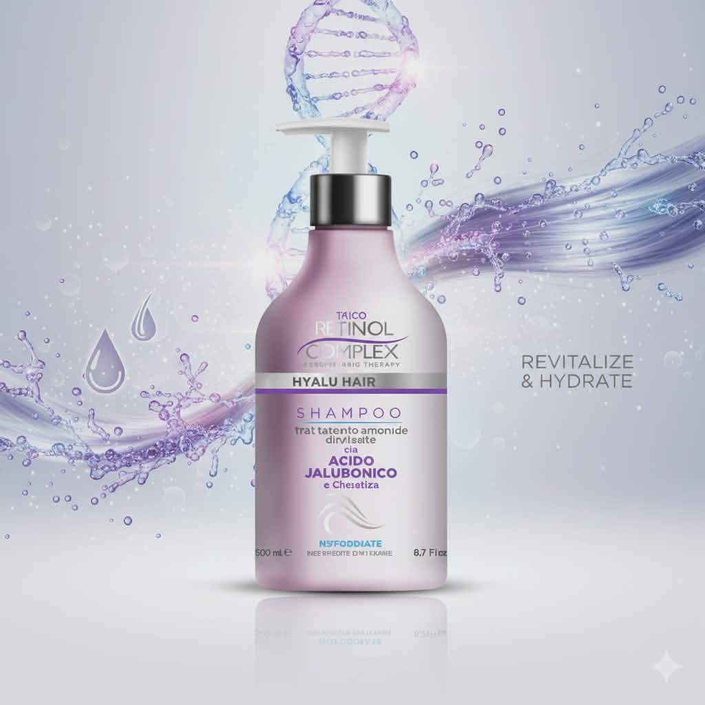 SHAMPOOING À L'ACIDE HYALURONIQUE ET À LA KÉRATINE 500ml. RETINOL COMPLEX