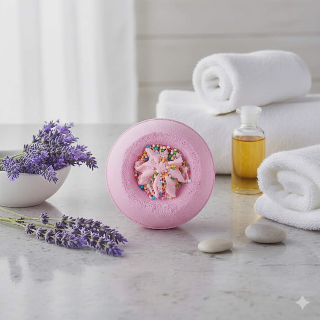 Boule effervescente pour le bain "ICE CREAM" 190g, senteur bubble gum