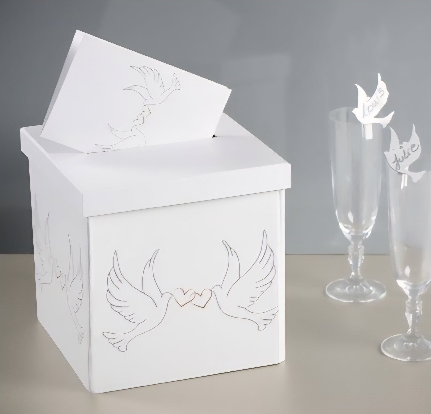 Urne / Tirelire Colombes BLANC - pièce