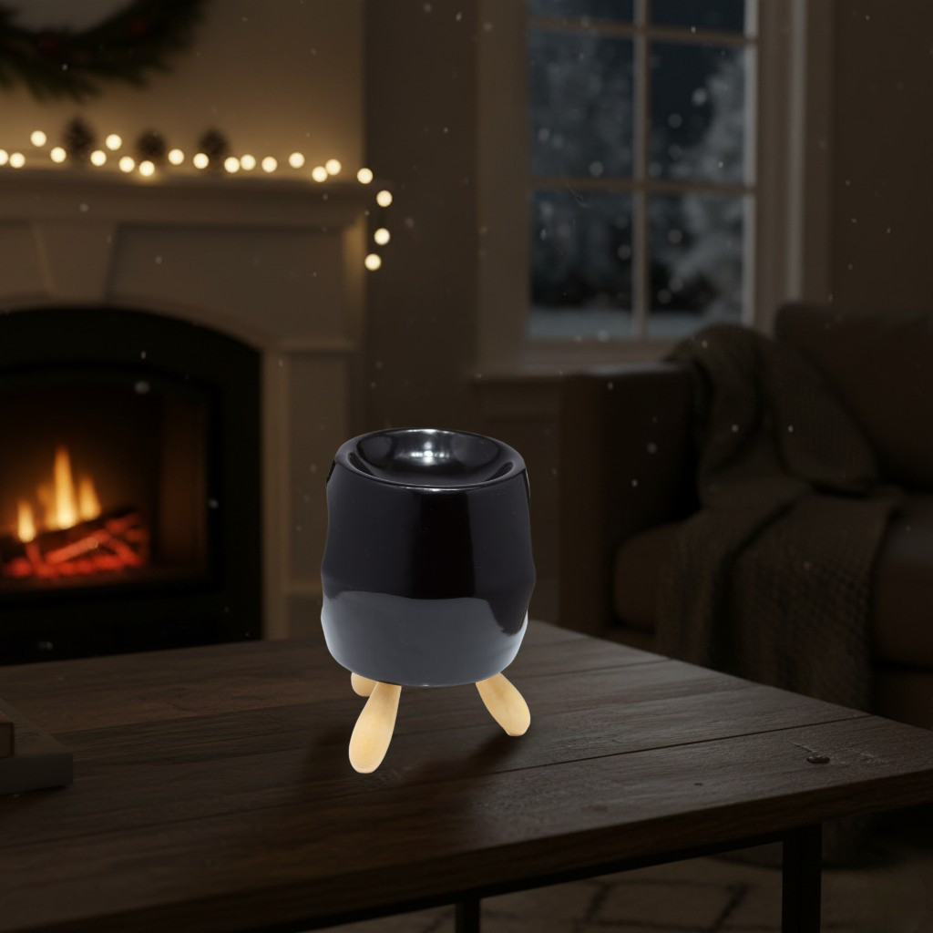 Brûleur à Huile en Céramique à Pieds - Noir