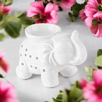 Brûle Parfum Ceramy Éléphant Tandor blanc - Atmosphère Parfumée - Brûleur de Senteurs, Cire Parfumée, Fondant Parfum