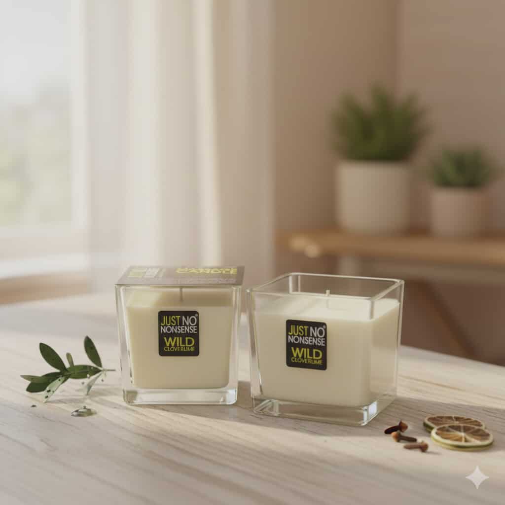 Bougie de massage 200g JUST NO NONSENSE, parfum Girofle sauvage et citron vert