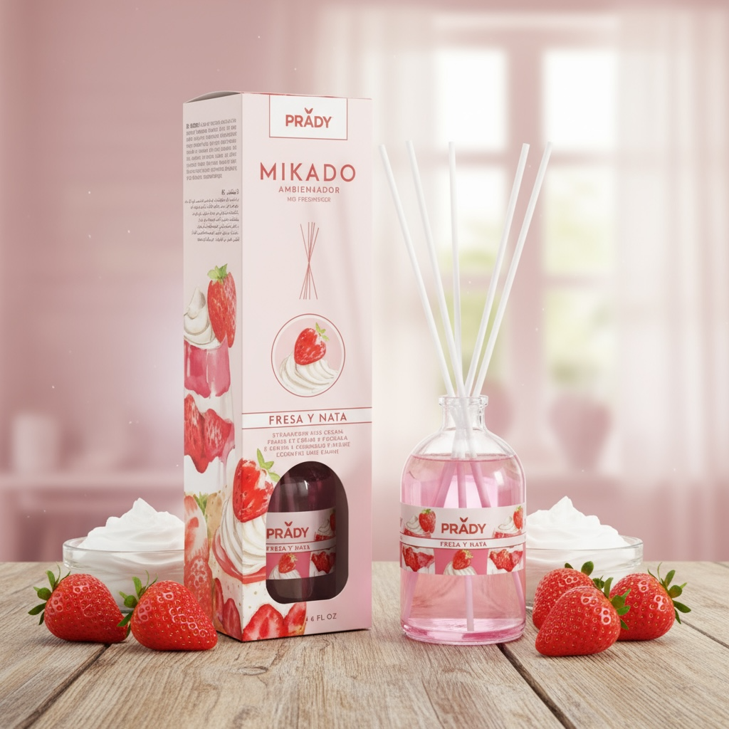 Diffuseur mikado fraise chantilly 100ml - Prady