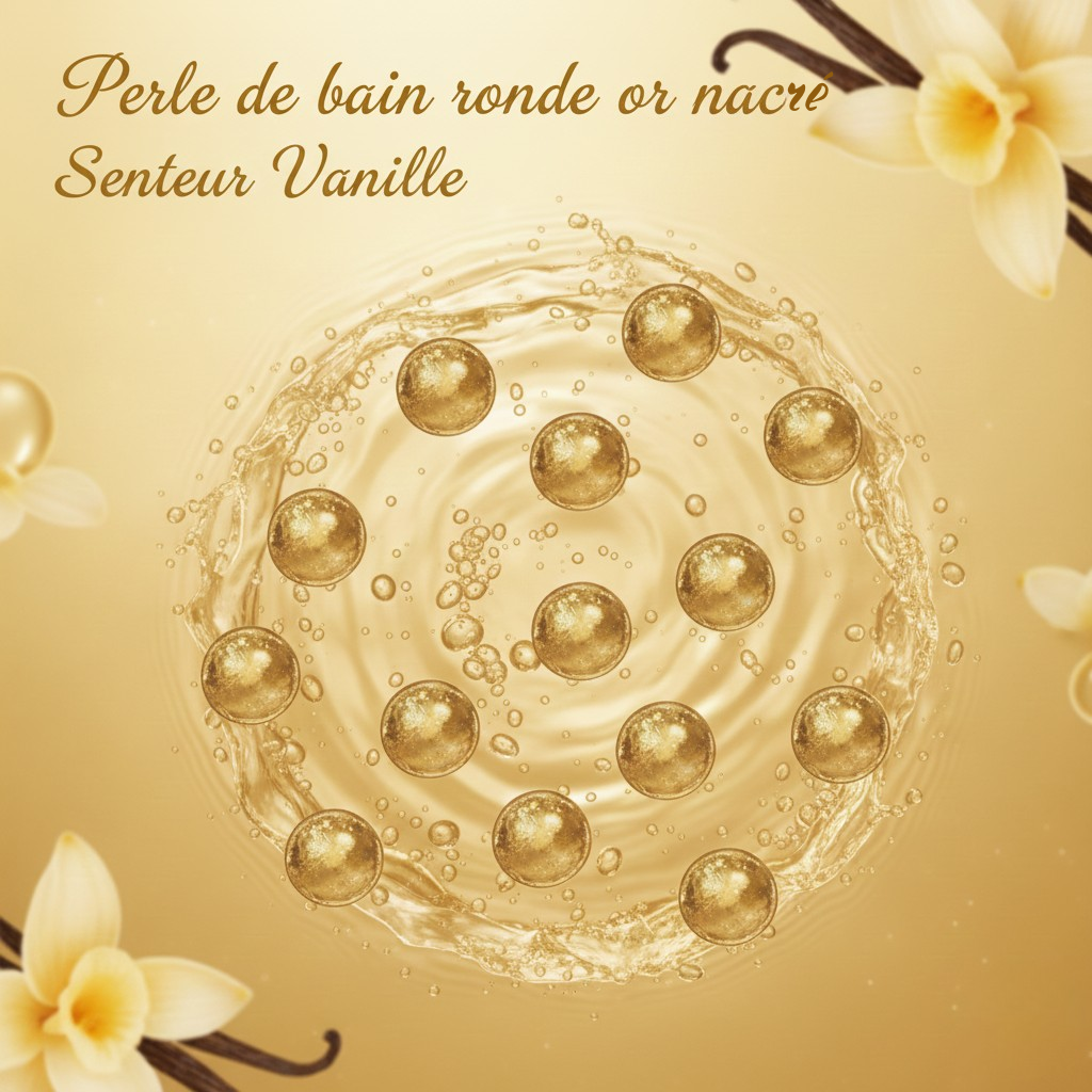 10xPerle de bain ronde or nacré, Senteur Vanille