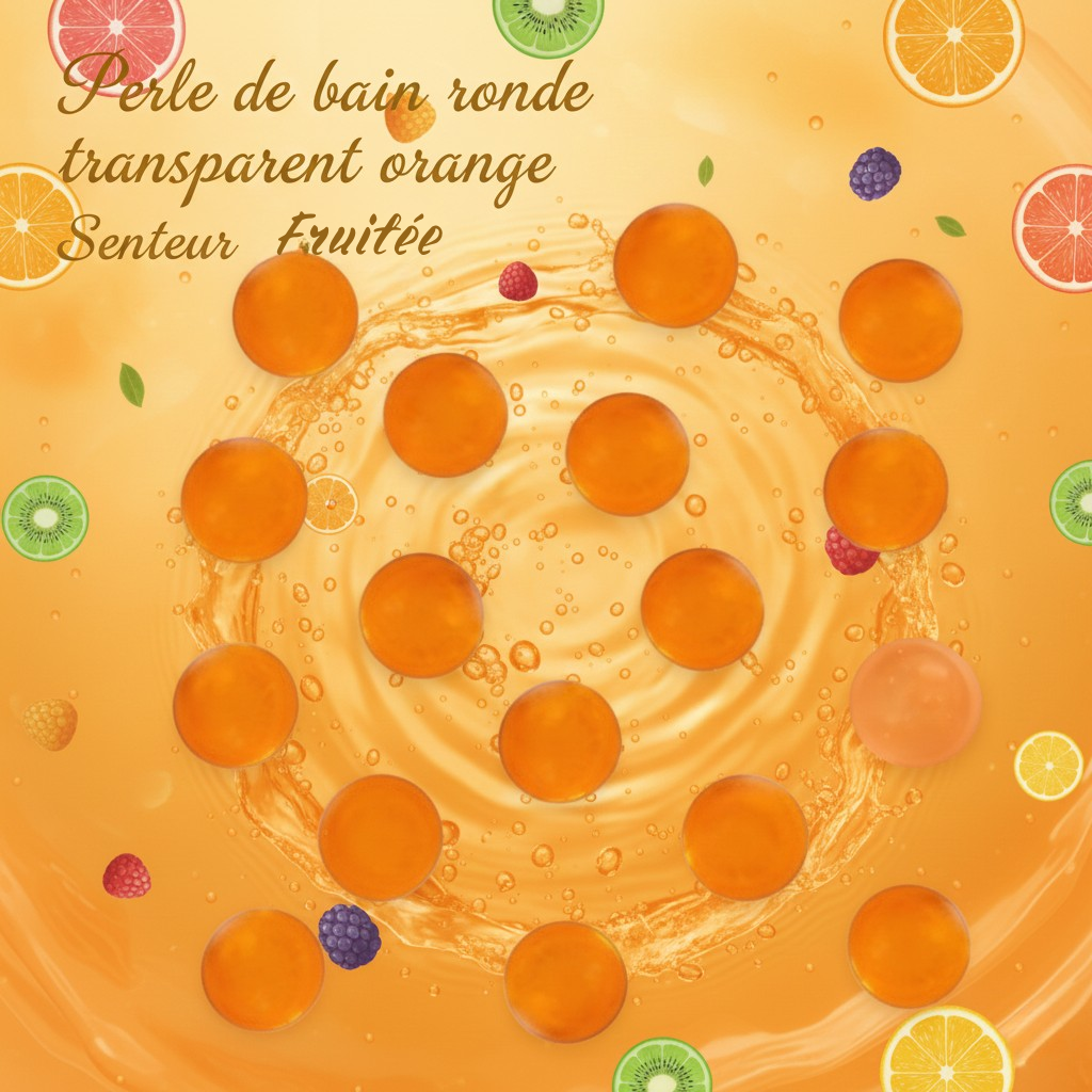 10 xPerle de bain ronde transparent orange, Senteur Fruitée