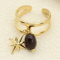 Bague Charms Étoile en Acier Inoxydable – Élégance Dorée