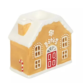 Brûleur à huile et chauffe-cire en forme de maison en pain d'épices en forme de canne à sucre