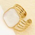 Bague nacre carrée – acier inoxydable réglable