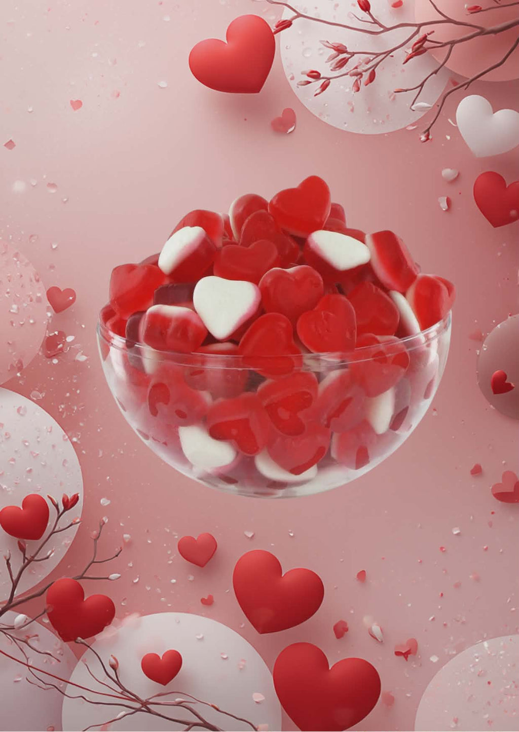 Petits coeurs fraise crème - 100 gr