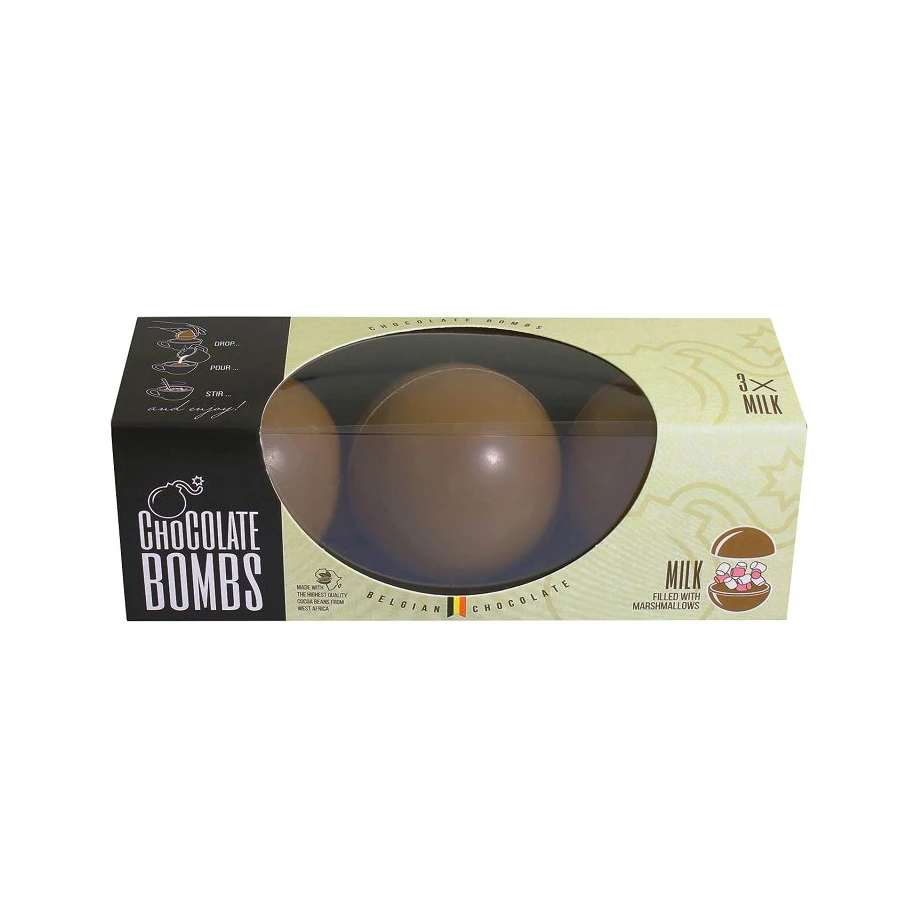 Bombes chocolat lait garnies de guimauves 150g - Etui de 3