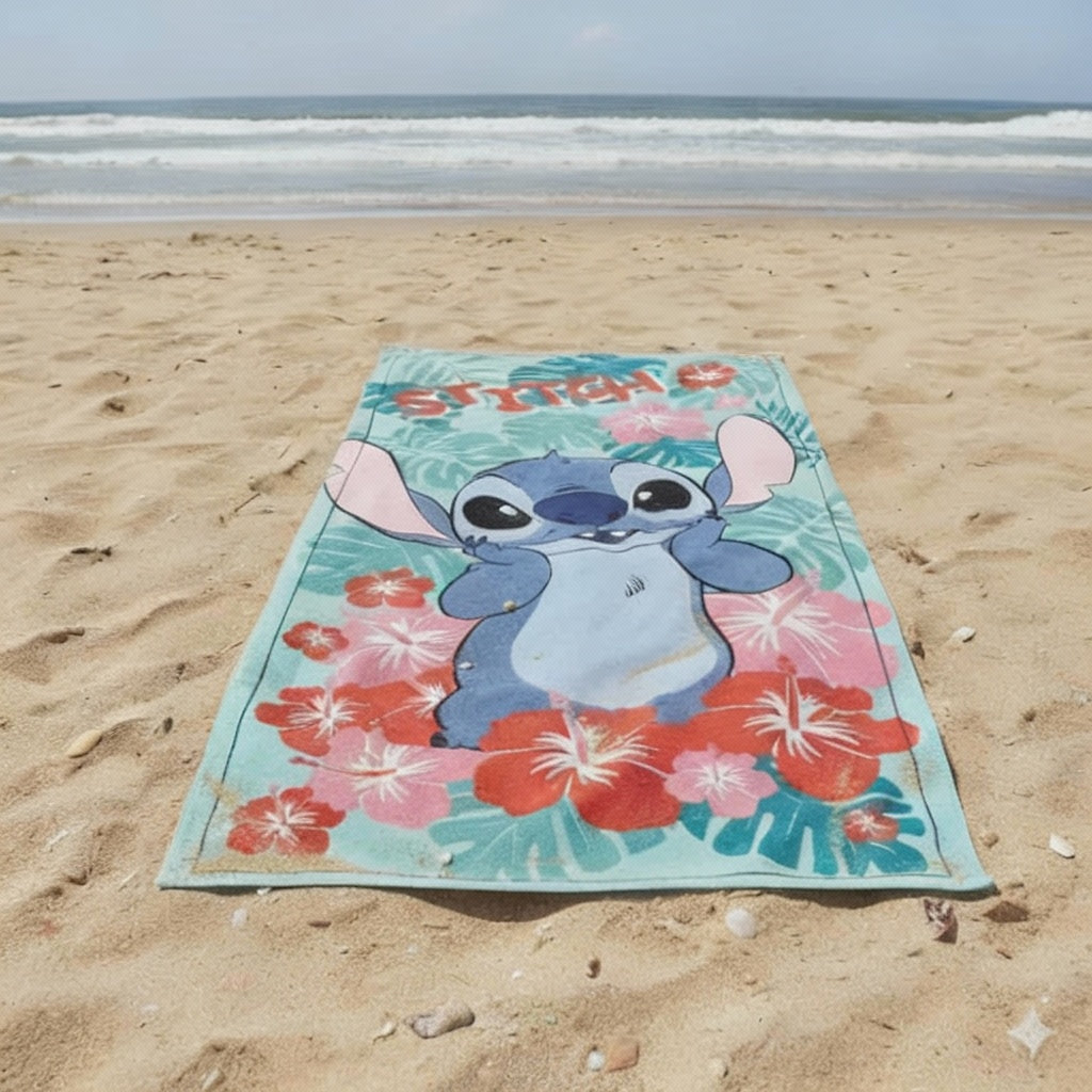 Serviette de bain/de plage Disney Lilo et Stitch, Bloom le chien étoile 70x140cm (Séchage rapide)