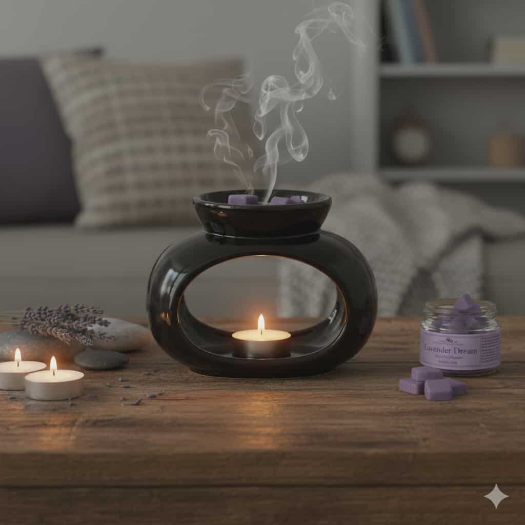 Brûleur à Huile et Fondant de Cire avec Séparation - Noir à Forme Ovale