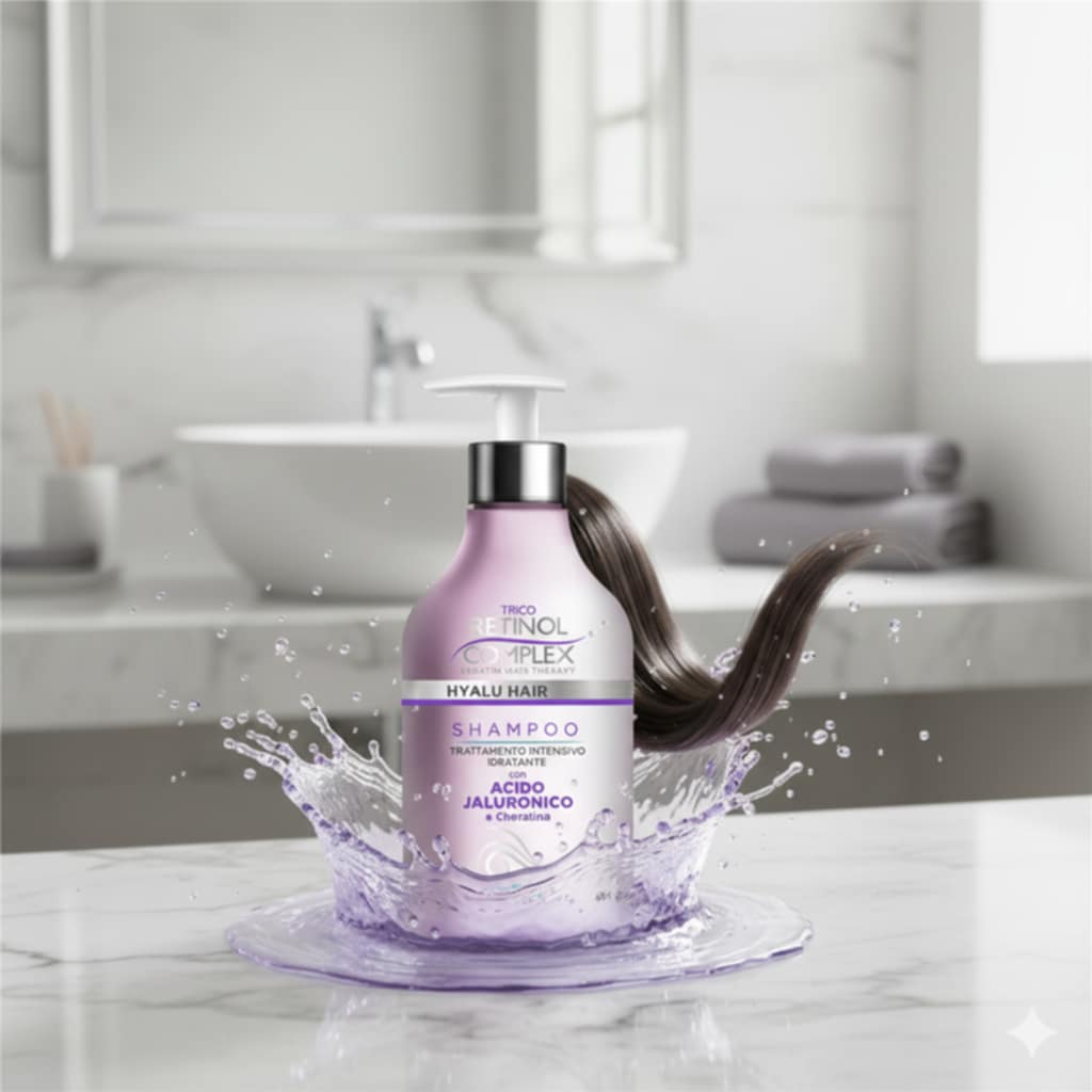 SHAMPOOING À L'ACIDE HYALURONIQUE ET À LA KÉRATINE 500ml. RETINOL COMPLEX