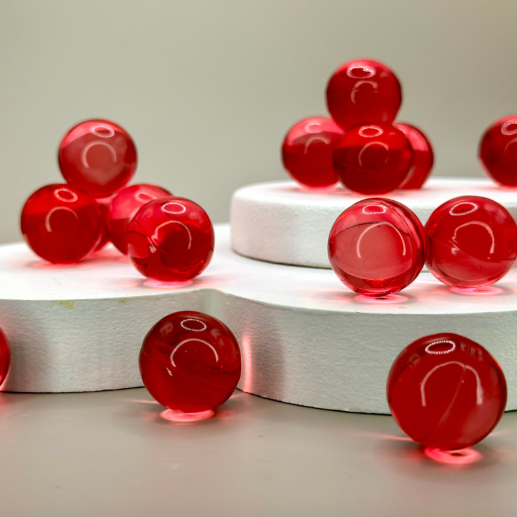 10 xPerle de bain ronde transparent rouge, Senteur Rose