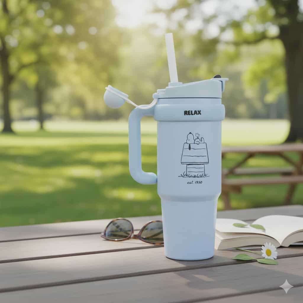 Snoopy - Tasse isotherme avec couverclePaille (850 ml)