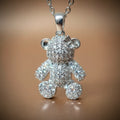 Collier Avec Pendentif Ourson & Strass Argenté – Acier Inoxydable Haute Qualité