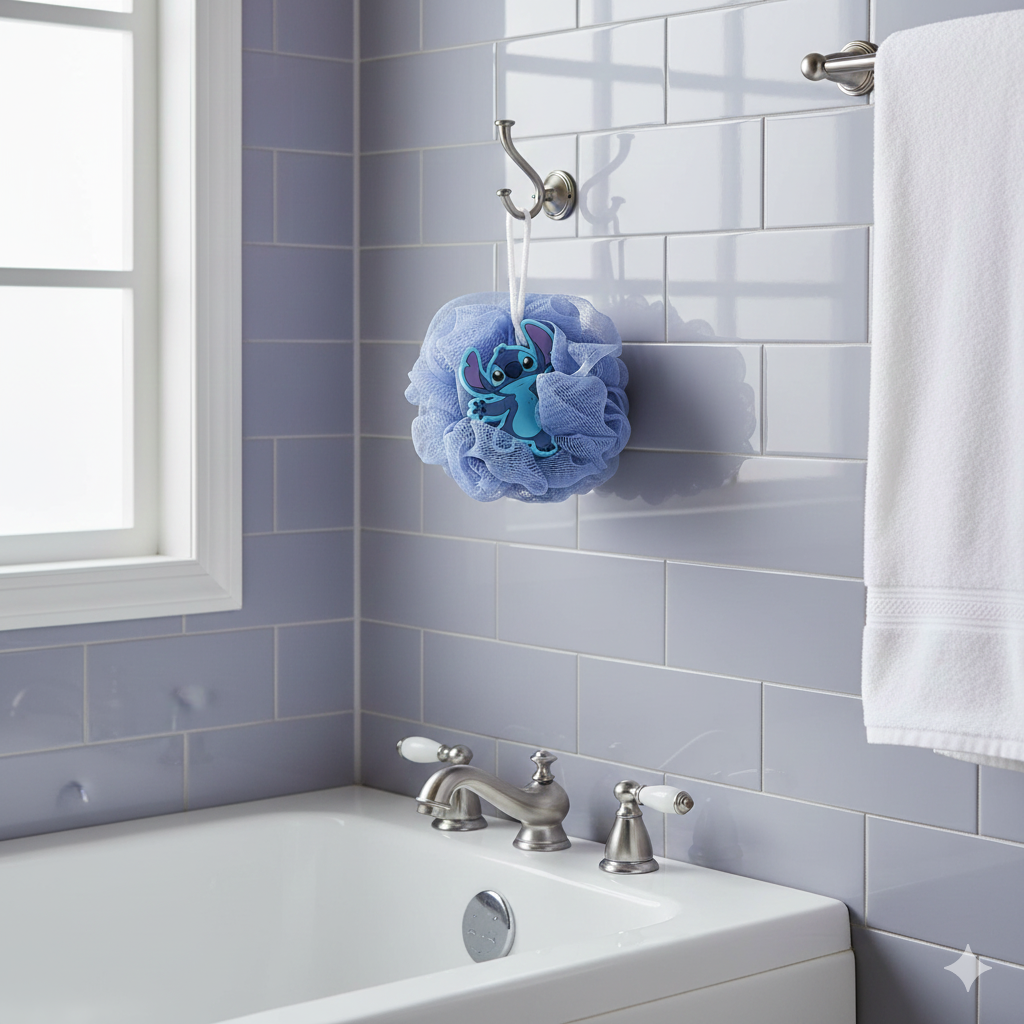 Éponge de bain bleue Disney Lilo et Stitch, The Star Dog, fleur de bain