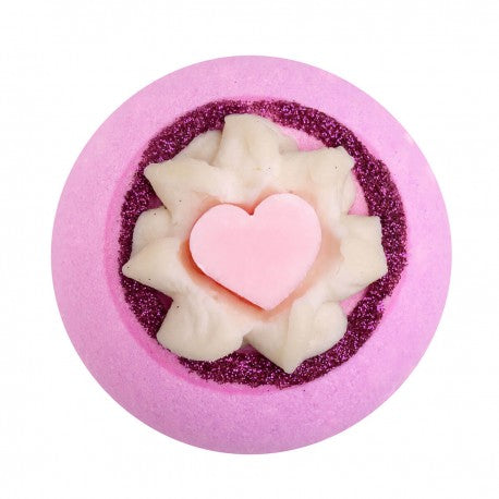 Boule effervescente pour le bain "LOVE IS ALL" 190g, senteur Fraise & Rhubarbe