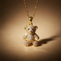 Collier Avec Pendentif Ourson & Strass Doré – Acier Inoxydable Haute Qualité
