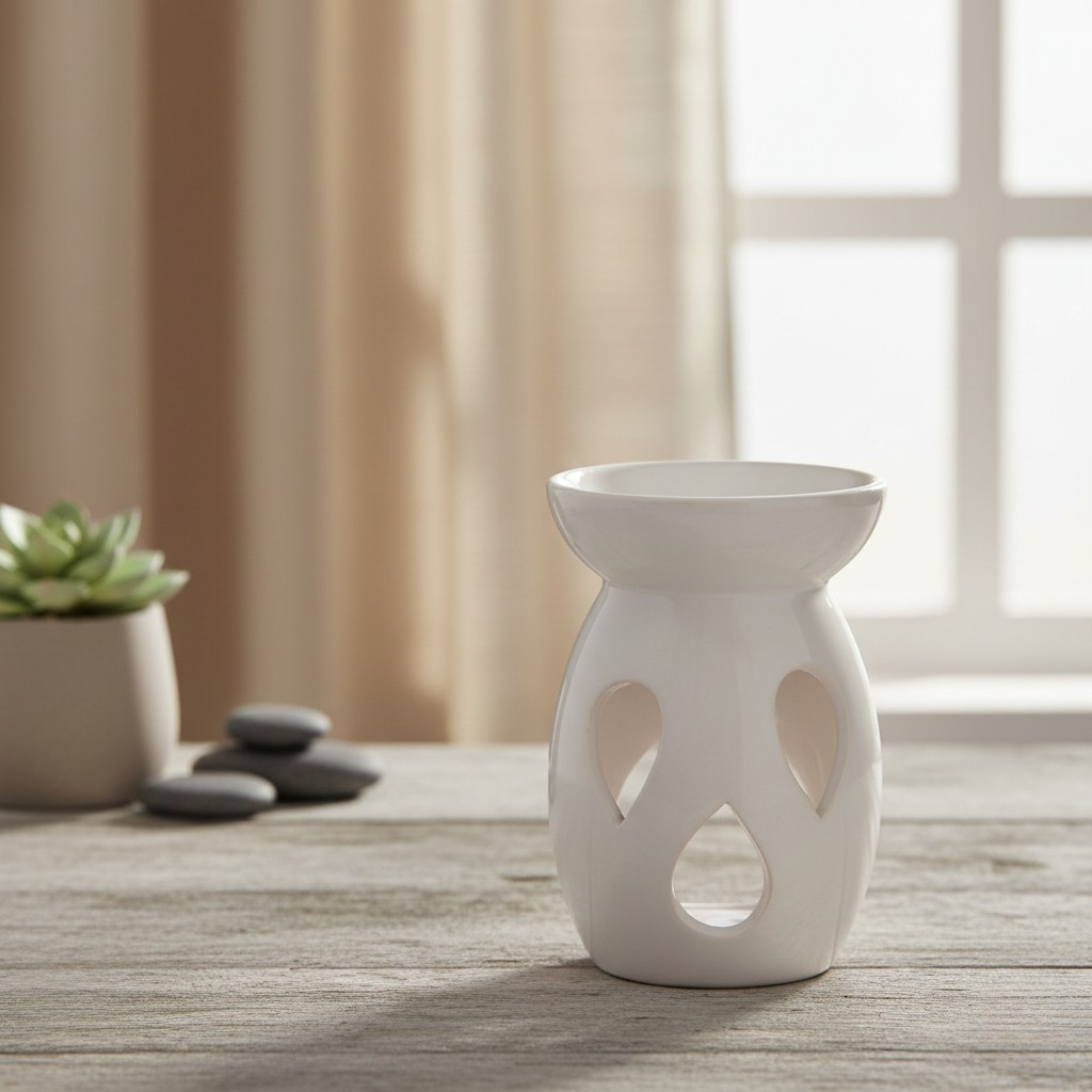 Brûleur A Huile Céramique Ouverture Larme - Blanc