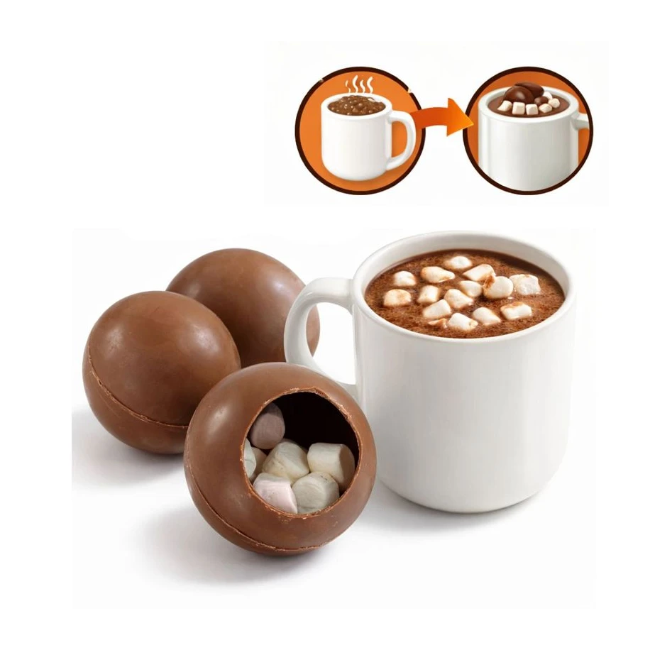 Bombes chocolat lait garnies de guimauves 150g - Etui de 3