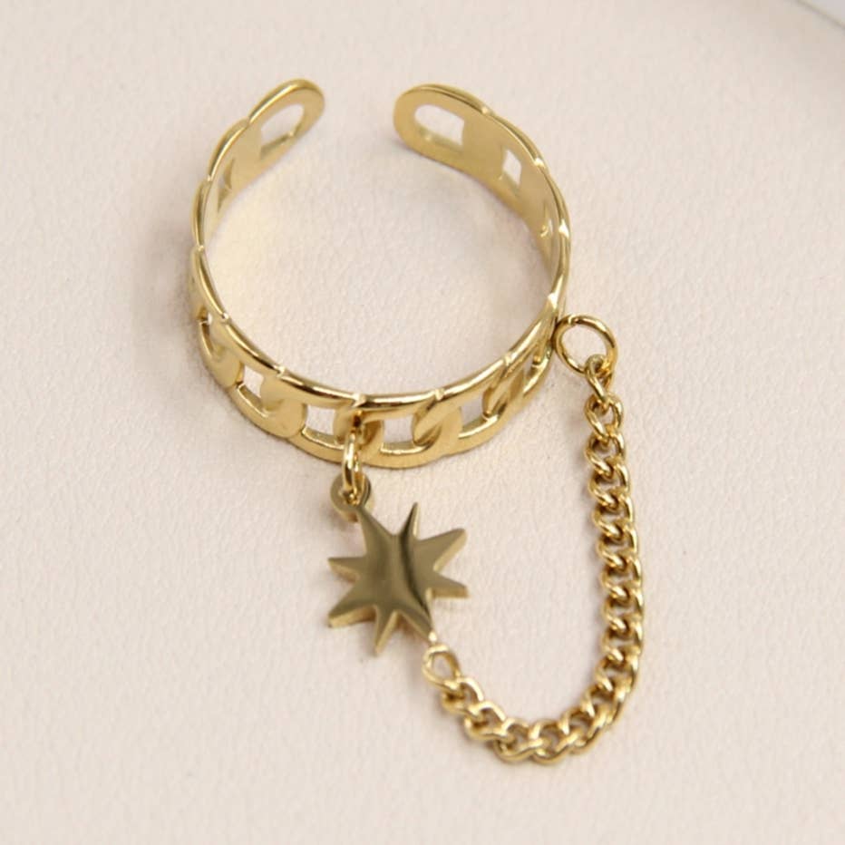 Bague Ajustable Fleur En Acier Inoxydable Design Moderne