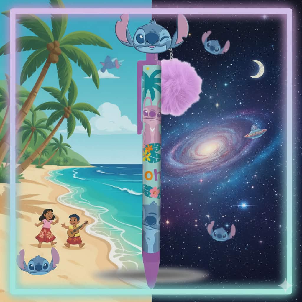 Disney Lilo et Stitch, le chien étoile Aloha avec décoration de plumes