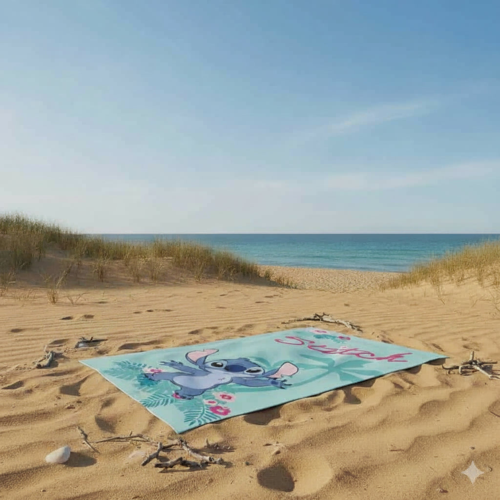 Serviette de bain hawaïenne Disney Lilo et Stitch, le chien étoile, 70 x 140 cm (séchage rapide)