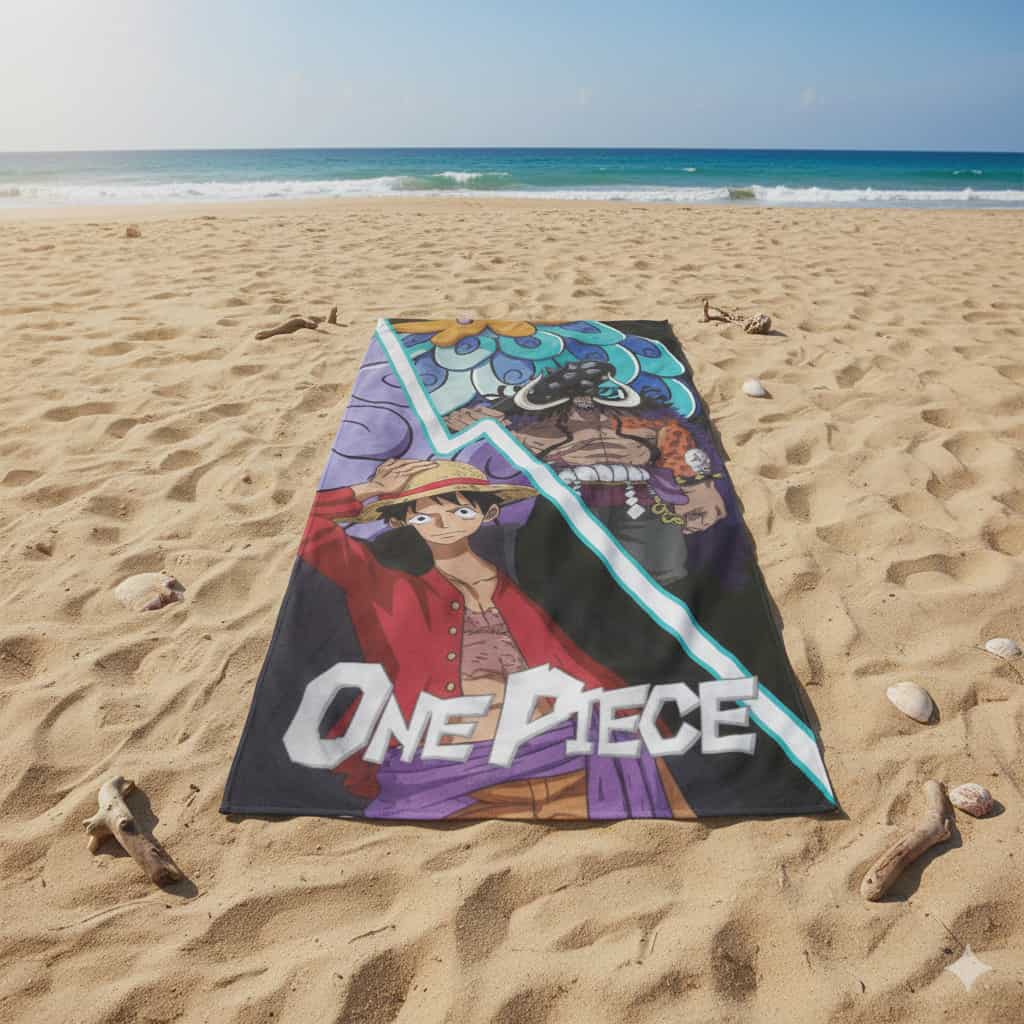 Serviette de bain One Piece Kaido, serviette de plage 70x140cm (Séchage rapide)