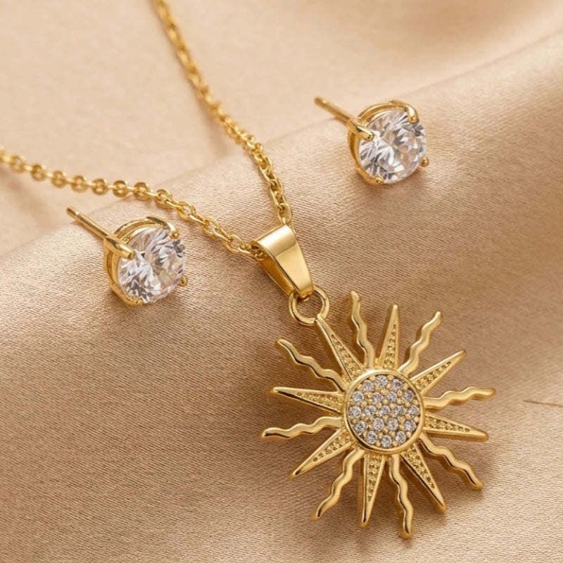 Parure de Bijoux Prestige – Collier & Boucles d’Oreilles en Acier Inoxydable