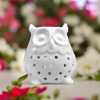 Brûleur Fondant Cire Parfumée en Céramique Hibou – fonctionne avec une Bougie Chauffe-Plat - Design Original – Bougeoir Cires Parfumées, Huiles Essentielles