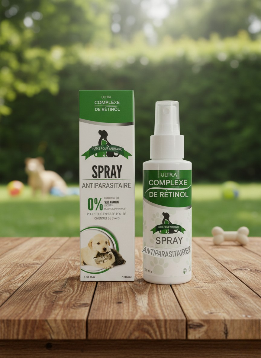 SPRAY ANTIPARASITAIRE POUR ANIMAUX DE COMPAGNIE 100ML. RETINOL COMPLEX