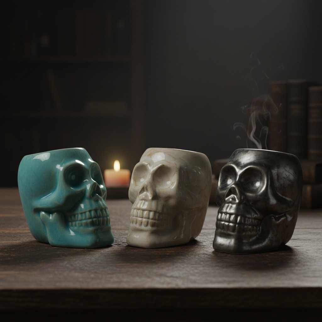 Brûleur à Huile en Céramique - Crâne