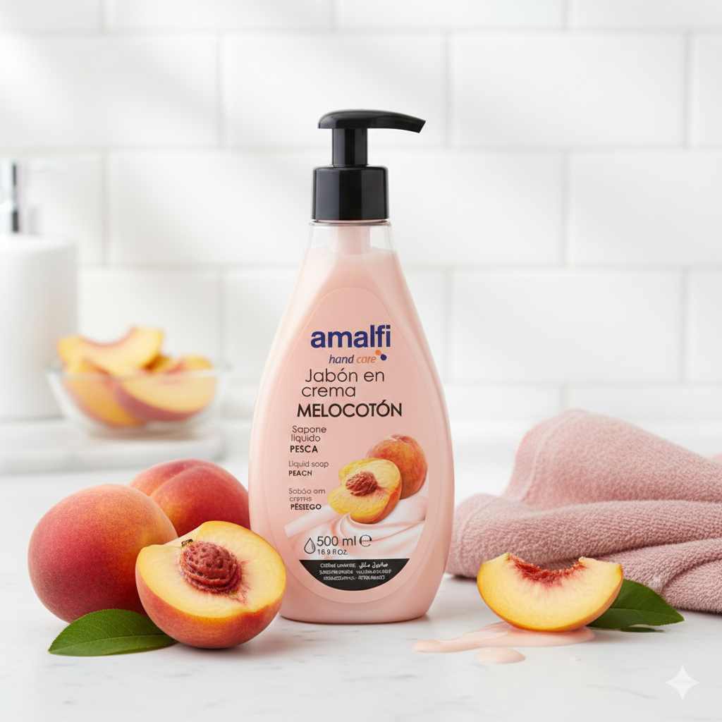 SAVON À LA CRÈME PÊCHE 500ML. AMALFI