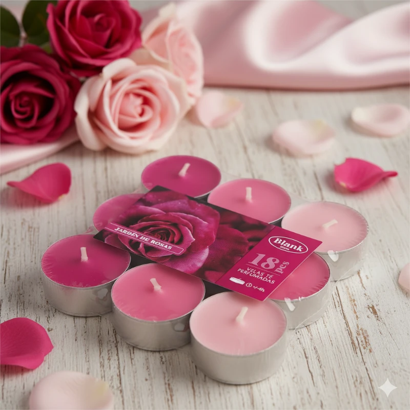 paquets de 18 bougies – Parfum Rose