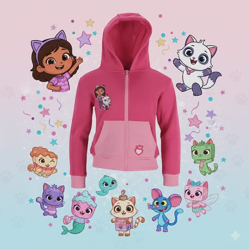 Pull rose foncé pour enfant Gabi's dollhouse, 2 ans / 92 cm a 5 ans /110 cm