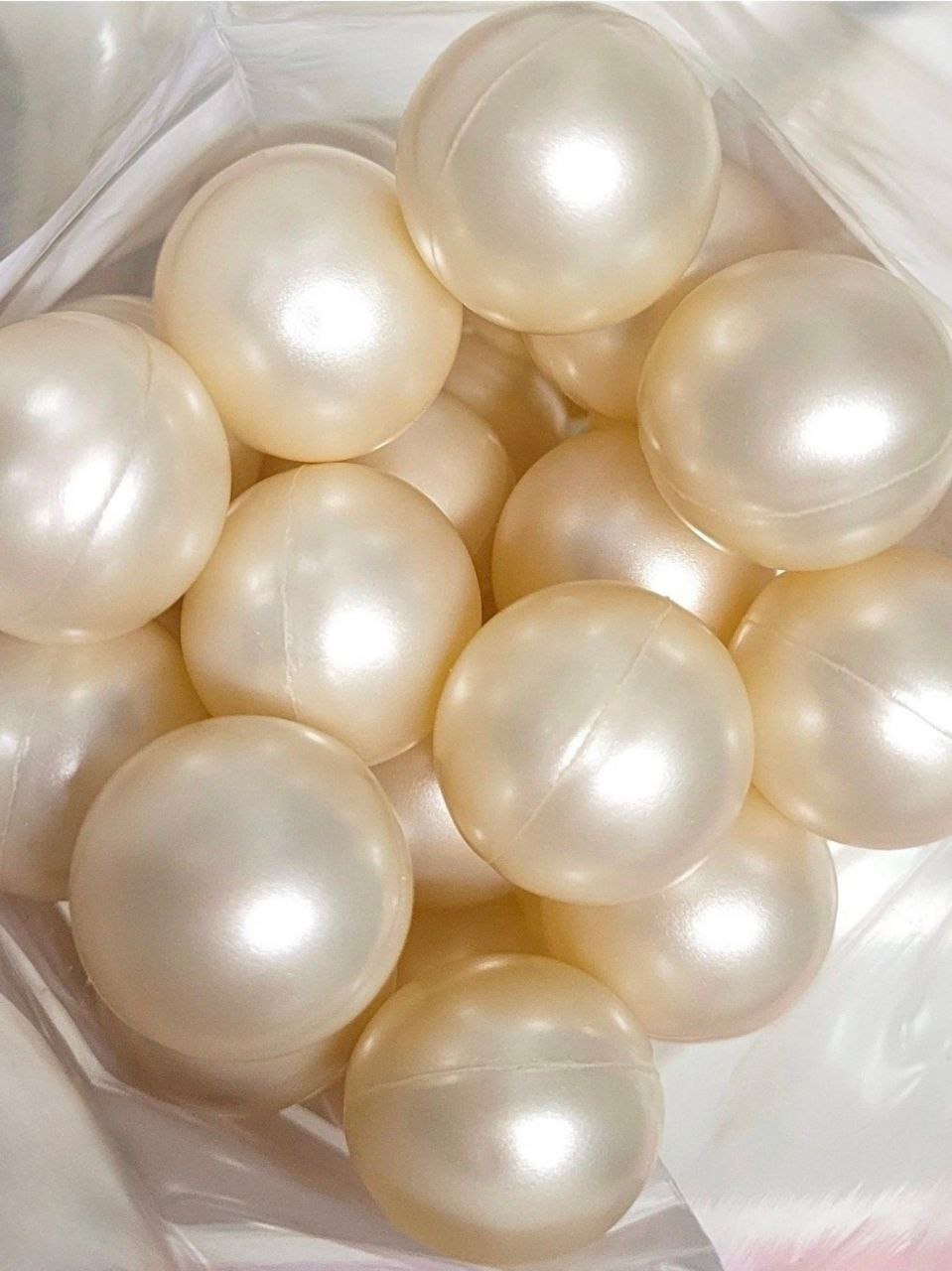 10 x Perle de bain ronde Blanc nacré, Senteur Vanille