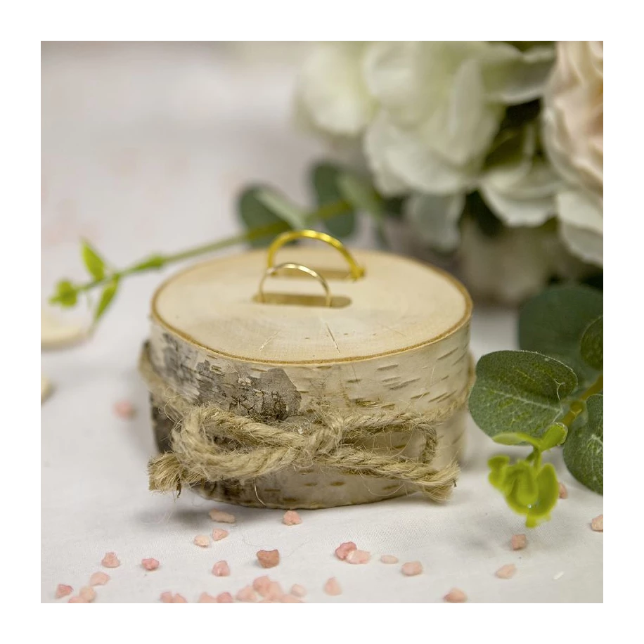 Rondin de bois Bouleau porte-alliances - pièce