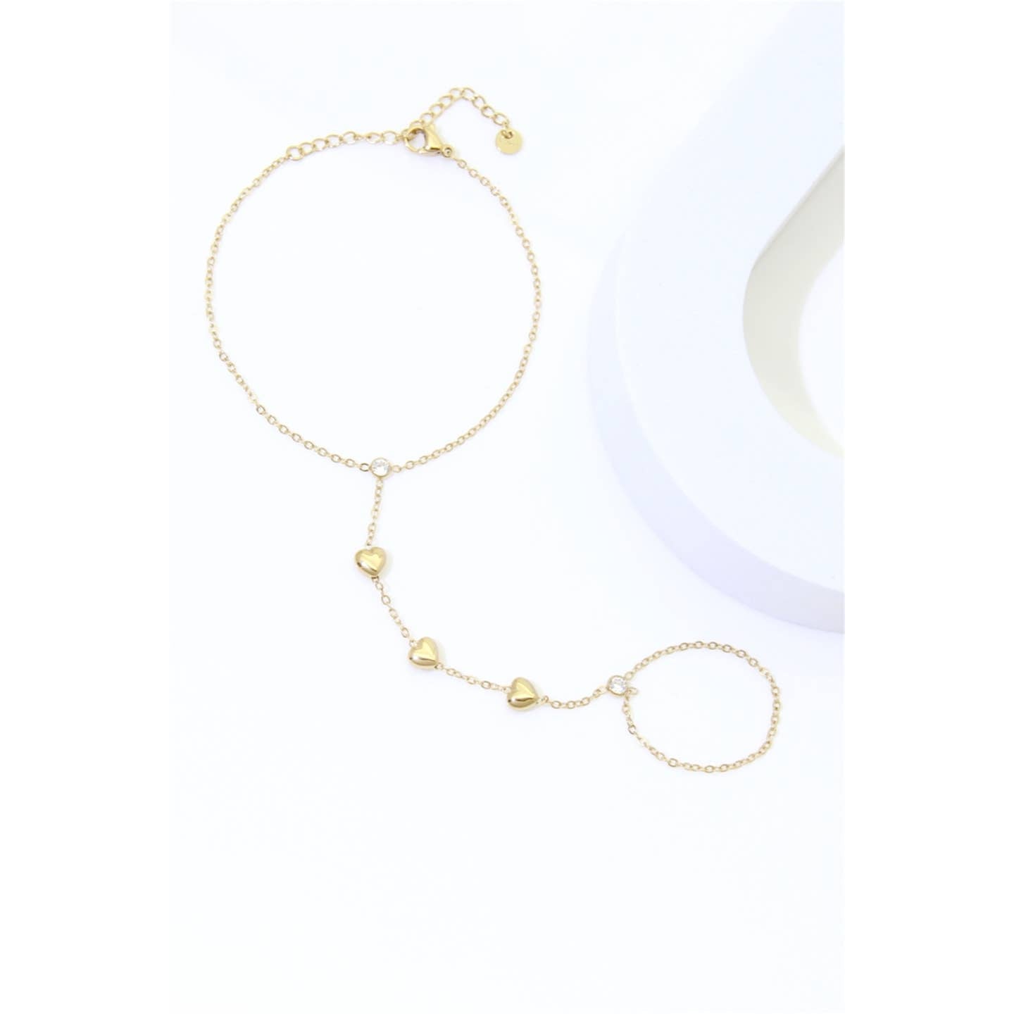 Bracelet Main Bague Coeur en Acier Inoxydable