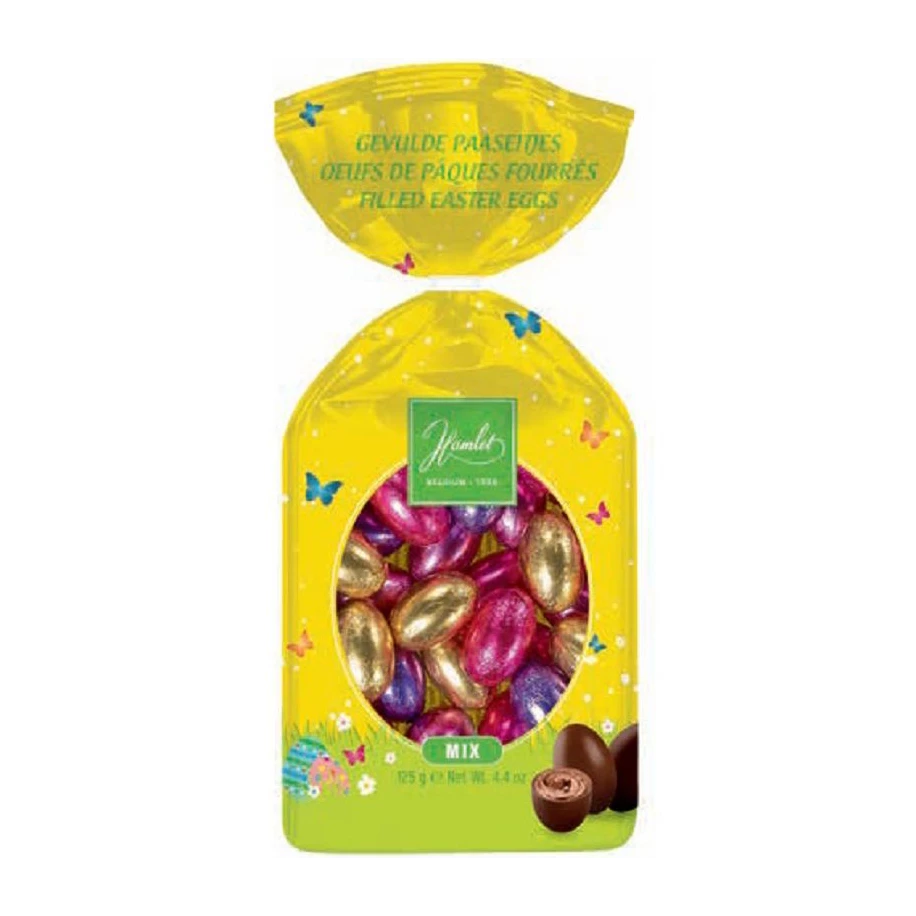 Oeufs chocolat assorti lait et noir fourrés noisettes - sachet de 125g
