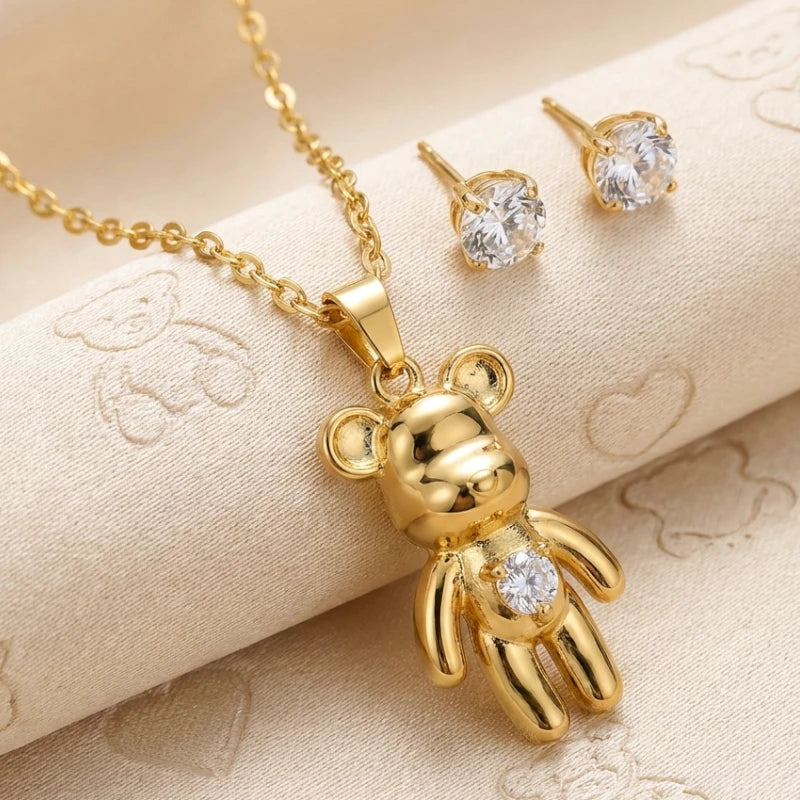 Parure de Bijoux Prestige – Collier & Boucles d’Oreilles en Acier Inoxydable