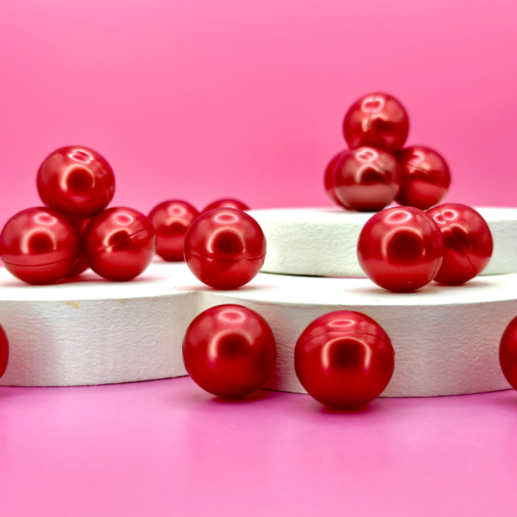 10 xPerle de bain ronde Rouge nacré, Senteur Rose