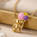 Collier avec Pendentif Doré en Acier inoxydable de haute qualité – Ourson & Ballon