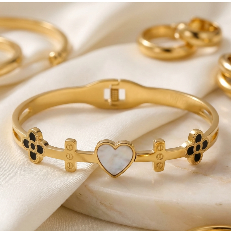 Bracelet Rigide Doré en Acier Inoxydable – Collection Haute Finition