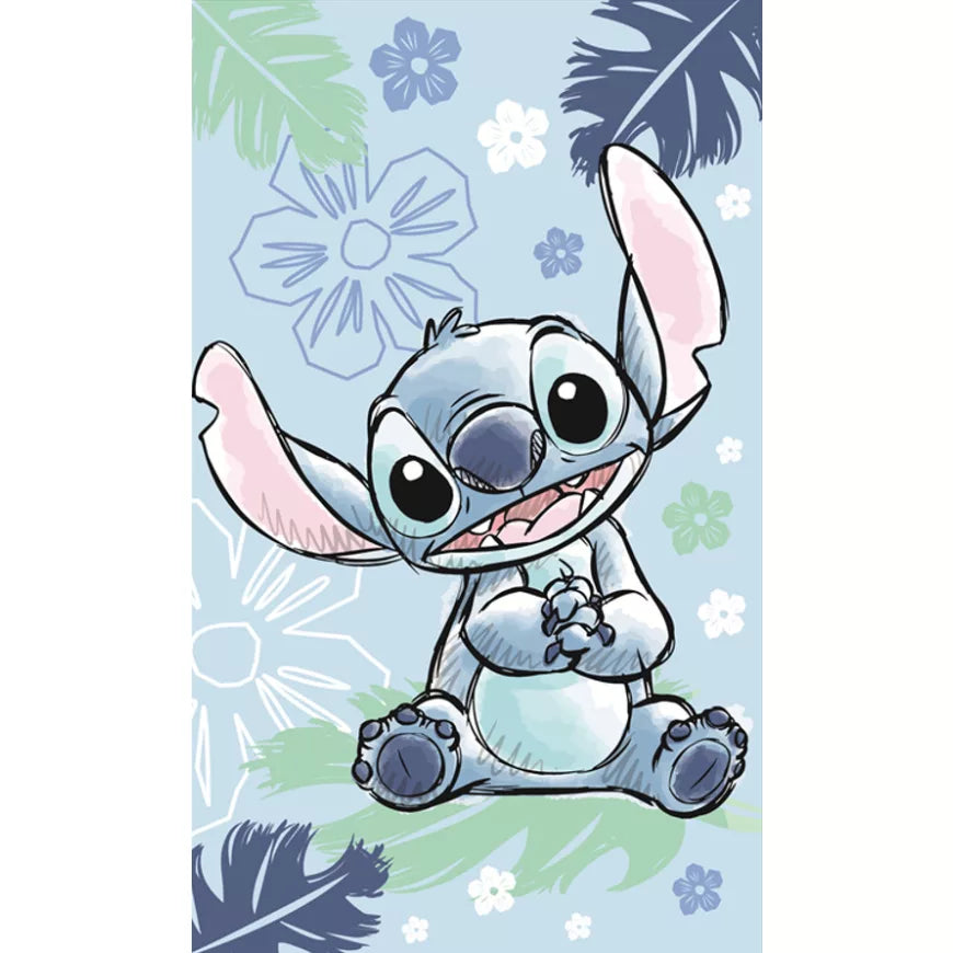Serviette main Disney Lilo et Stitch, le chien star Ohana Blue, 30 x 50 cm